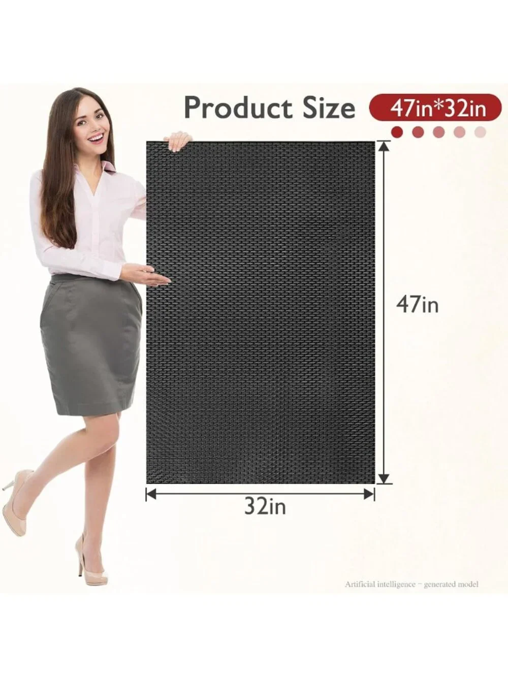 Extra Large Non-Slip Bath Mat, Fast-Dry PVC Shower Mat with Drain Holes, 32